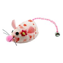 Kattleksak rosa blommig mus med bjällra
